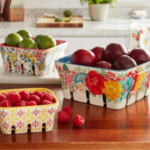 COPY - The Pioneer Woman Floral Ceramic Berry Baskets - Multicolor